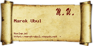 Marek Ubul névjegykártya